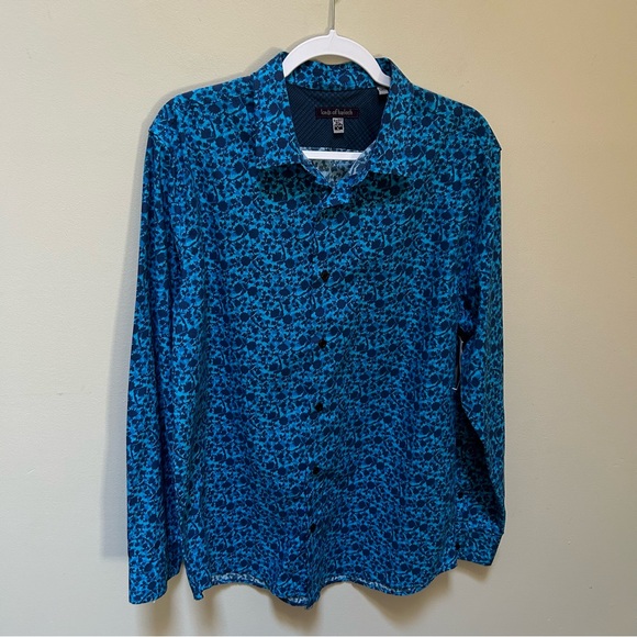 Lords of Harlech~new~Blue Floral Nigel Long Sleeve Button Front Shirt size Large - Picture 11 of 13